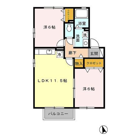 クワトロ ピーチ タウン　ⅠⅡⅢⅣ（Ⅱ202） 間取り図画像