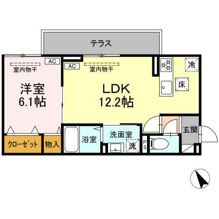 D-ROOM上町（101） 間取り図画像