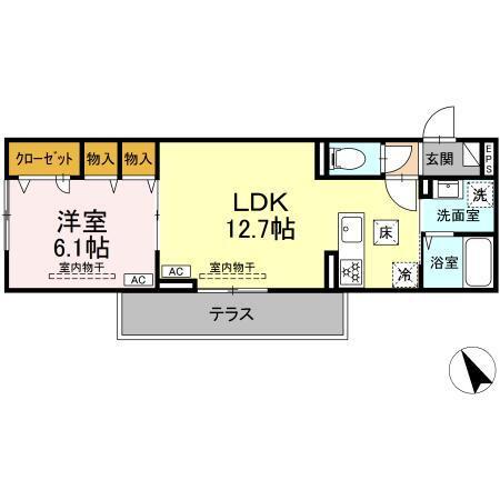 D-ROOM上町（102） 間取り図画像