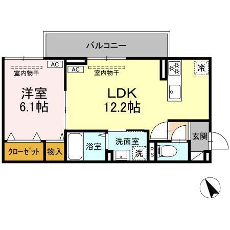 D-ROOM上町（201） 間取り図画像
