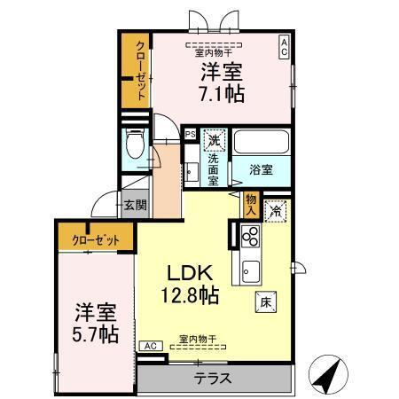 (仮称)D-ROOM甲府市国母　A棟（101） 間取り図画像