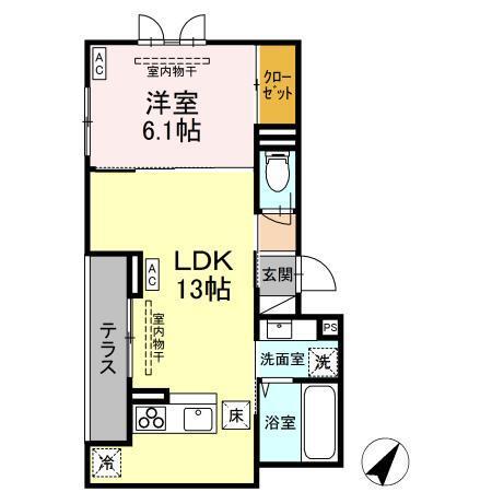(仮称)D-ROOM甲府市国母　A棟（102） 間取り図画像