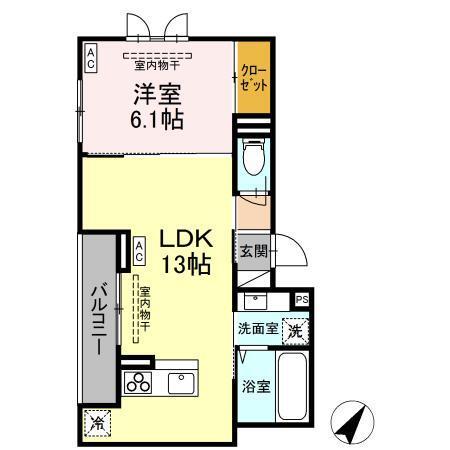 (仮称)D-ROOM甲府市国母　A棟（202） 間取り図画像