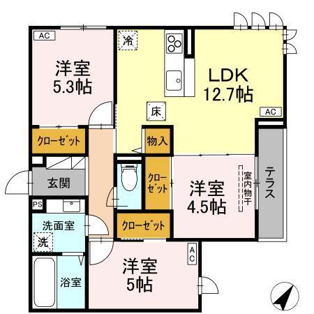 (仮称)D-ROOM甲府市国母　B棟（101） 間取り図画像