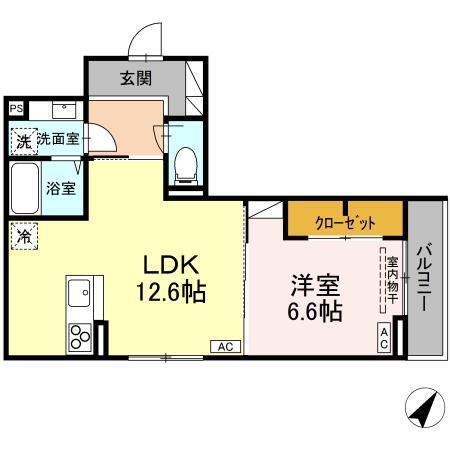 (仮称)D-ROOM甲府市国母　B棟（202） 間取り図画像
