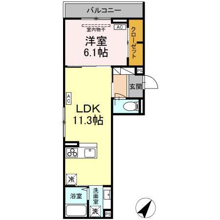 (仮称)D-ROOM甲府市国母　B棟（203） 間取り図画像