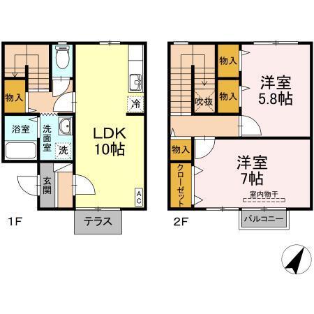 サニーハイツ岩森　B（102） 間取り図画像