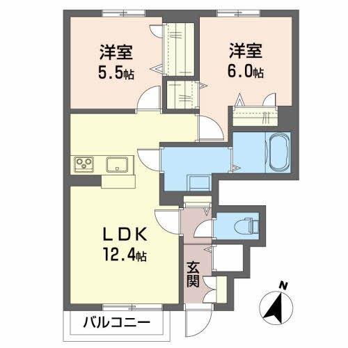 シャーメゾン オーブA（102） 間取り図画像