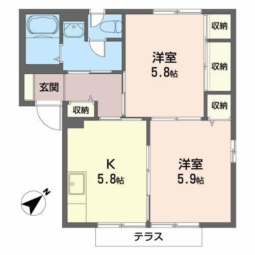 カーサ湊高台（102） 間取り図画像