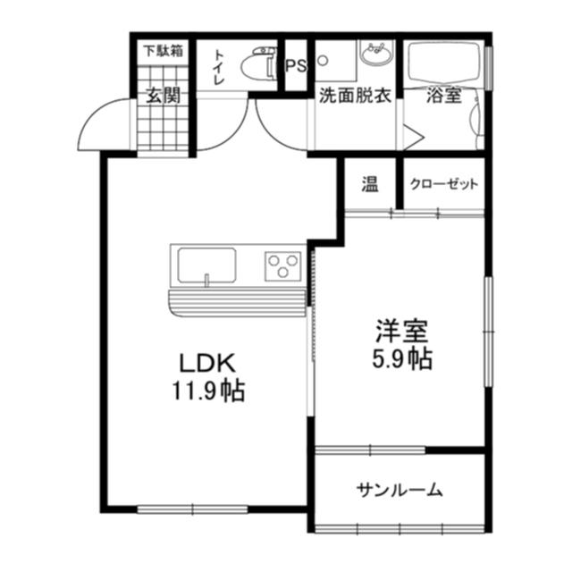 ココ・ハウス（1-D） 間取り図画像