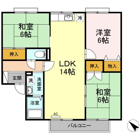 セジュールソレイユ　Ｂ（202） 間取り図画像