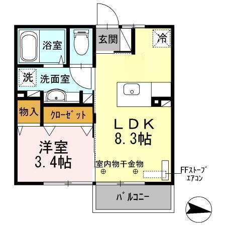 アヴェニール白銀　Ａ（203） 間取り図画像