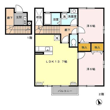 ブライトオリジン　Ｃ（201） 間取り図画像