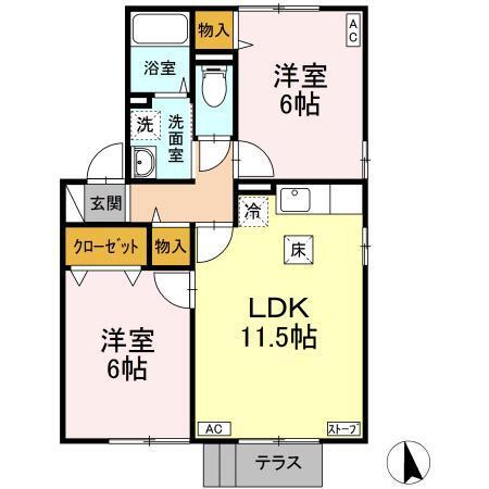 セジュールサザンウインド　Ｂ（101） 間取り図画像