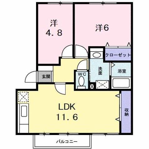 グランディール矢三Ｂ 間取り図画像