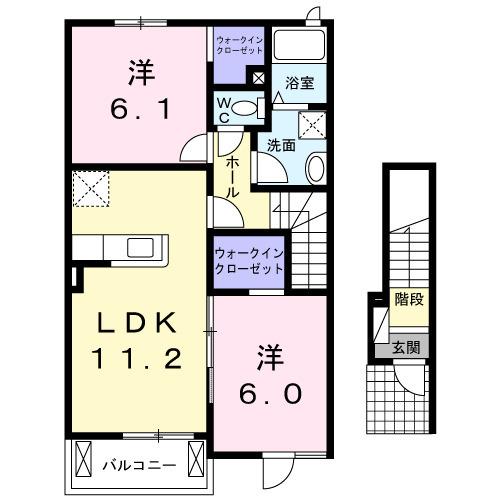 ホワイトローズＡ（202） 間取り図画像