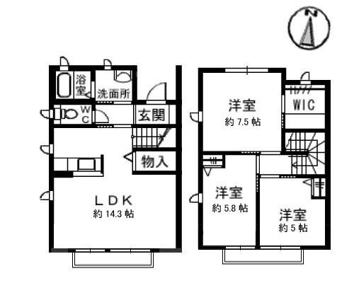 ハミングタウン　Ⅴ 間取り図画像