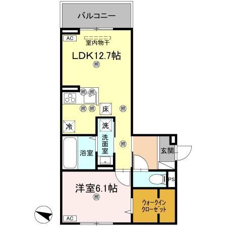 フィオーレガーデン北田宮　Ｃ 間取り図画像