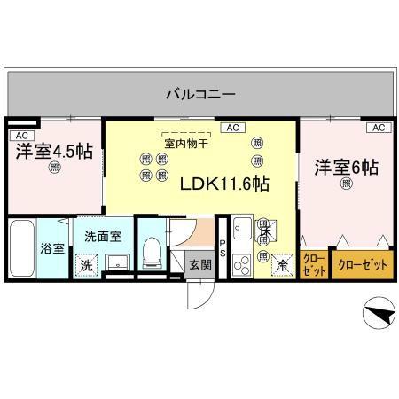 フィオーレガーデン北田宮 A 間取り図画像