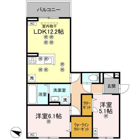 フィオーレガーデン北田宮 A 間取り図画像