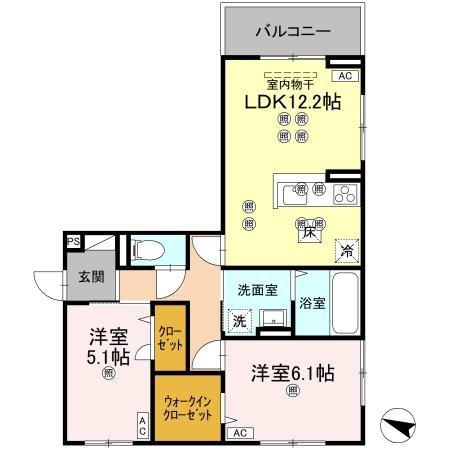 フィオーレガーデン北田宮 A 間取り図画像