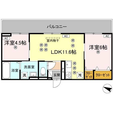 フィオーレガーデン北田宮 A 間取り図画像