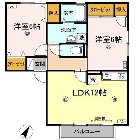 ハイカムール田中　B棟 間取り図画像