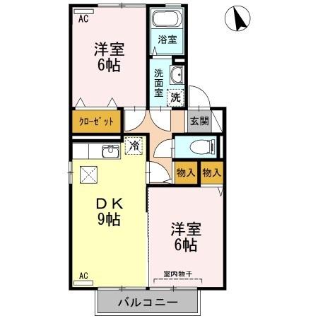 シャン･ド･フルール　B棟（B202） 間取り図画像