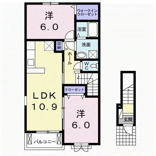 カンパーニュメゾン風雅　Ｂ（201） 間取り図画像