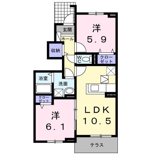 トビアスガーデン南沖洲Ｂ 間取り図画像