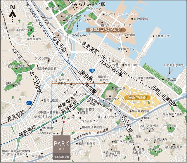 パークアクシス横濱大通り公園（1006） 地形図・案内図