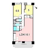 内装リフォーム済みで広々１６．１帖のＬＤＫとなっております♪バルコニーもあり日当たり良好です！
