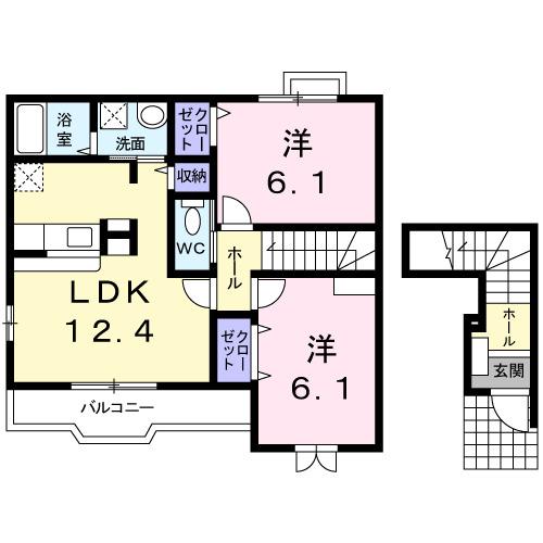 ヴィラ　アンソレイエＡ（201） 間取り図画像