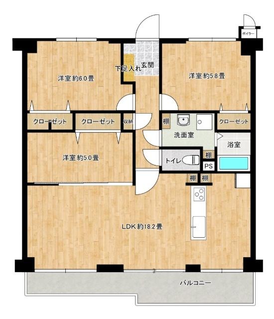 高槻市南大樋町中古マンション 間取り図画像