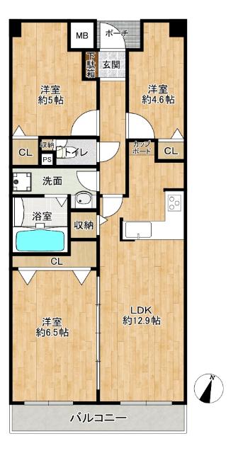 モンセーヌ塚本 間取り図画像