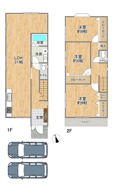 豊中市宝山町　中古戸建 間取り図画像