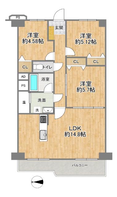 江坂・江の木公園スカイハイツ 間取り図画像