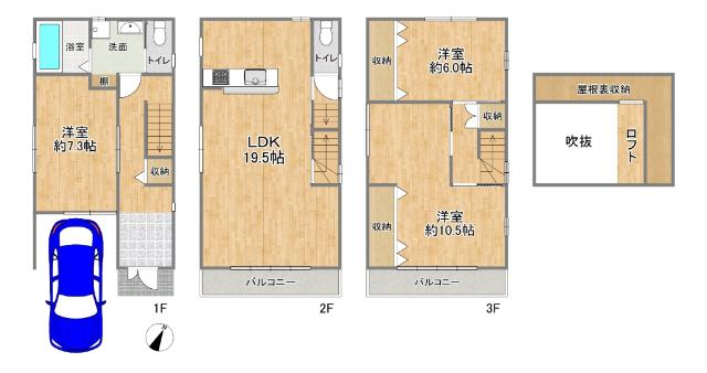 大阪市西淀川区姫里三丁目6　中古戸建 間取り図画像