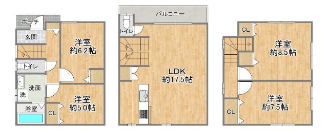 大阪市淀川区三津屋中二丁目　中古戸建 間取り図画像