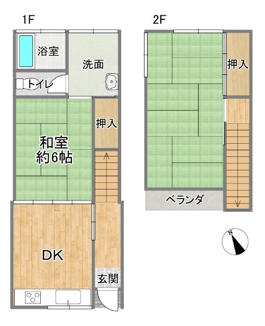 大阪市東住吉区山坂三丁目　テラスハウス 間取り図画像