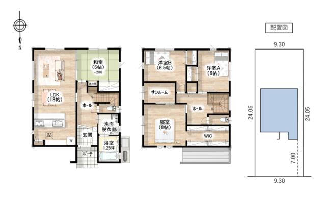 鯖江市水落町３丁目新築分譲Ｑ棟 間取り図画像