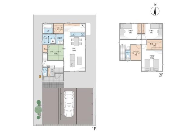 坂井市丸岡町南横地新築分譲Ｂ１ 間取り図画像