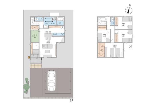 坂井市丸岡町南横地新築分譲Ｂ２ 間取り図画像