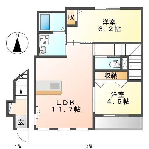 磐田市千手堂アパート 間取り図画像