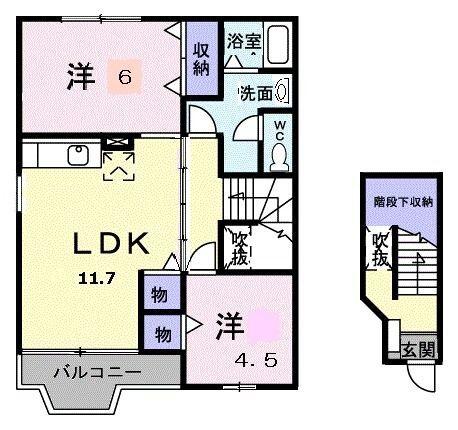 掛川市平野アパート 間取り図画像