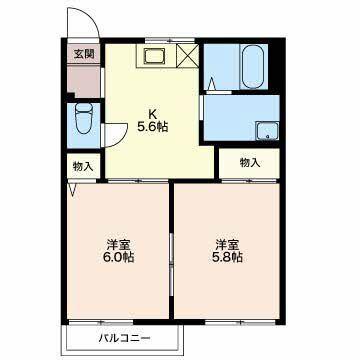 御前崎市佐倉アパート 間取り図画像