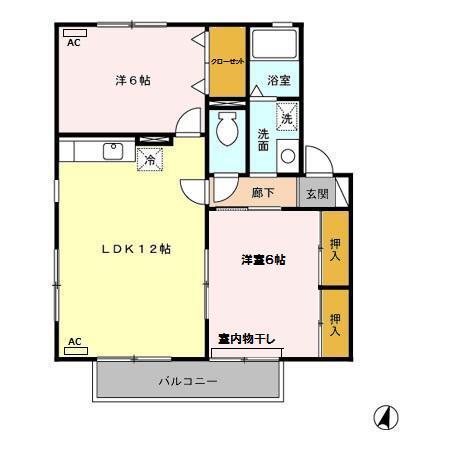 掛川市下垂木アパート 間取り図画像