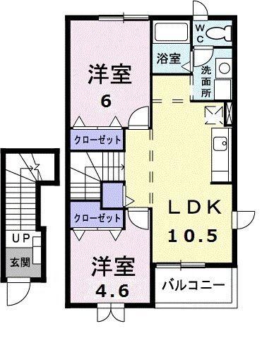 掛川市杉谷南アパート 間取り図画像