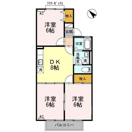 藤枝市高柳アパート 間取り図画像
