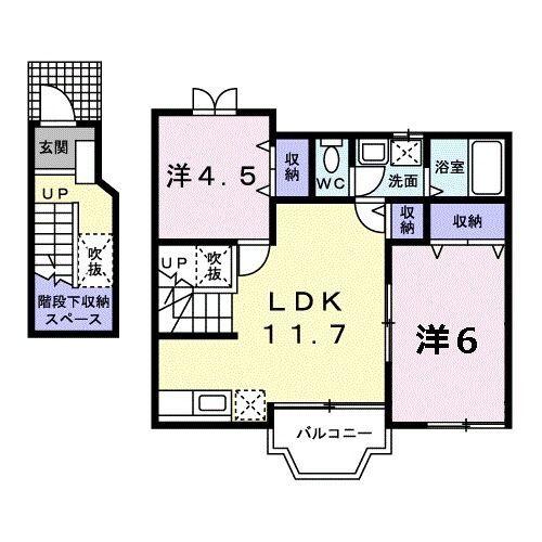 掛川市初馬アパート 間取り図画像